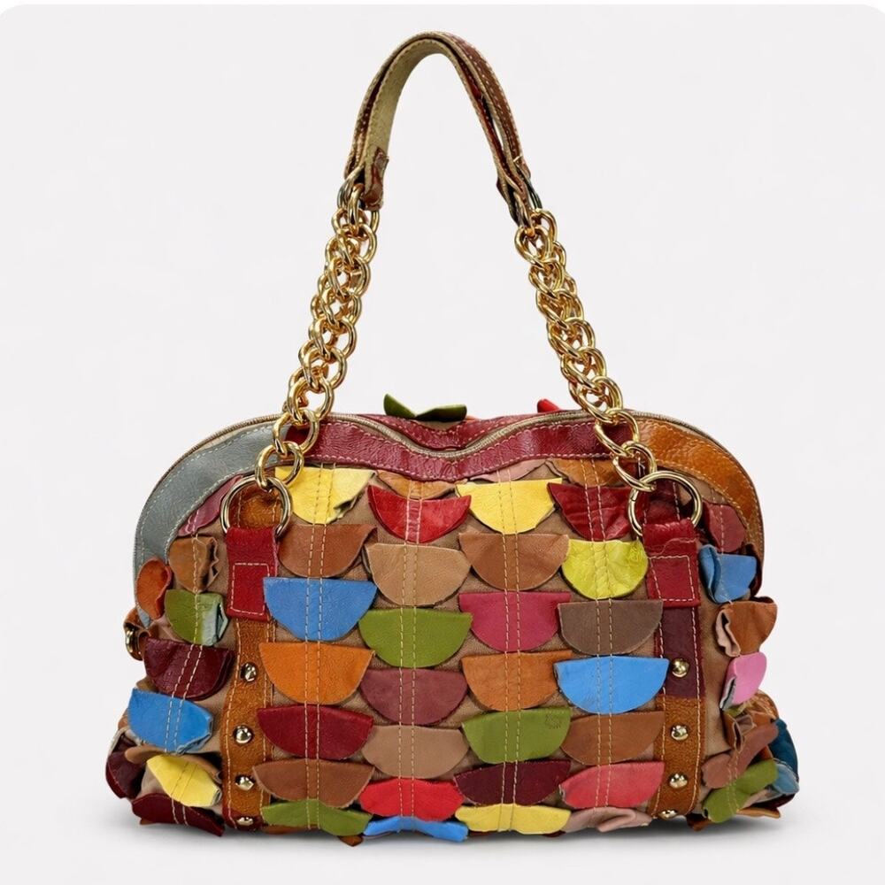 Magic Bags Multicolor Leather Patchwork Hobo Chain Handle Shoulder Bag